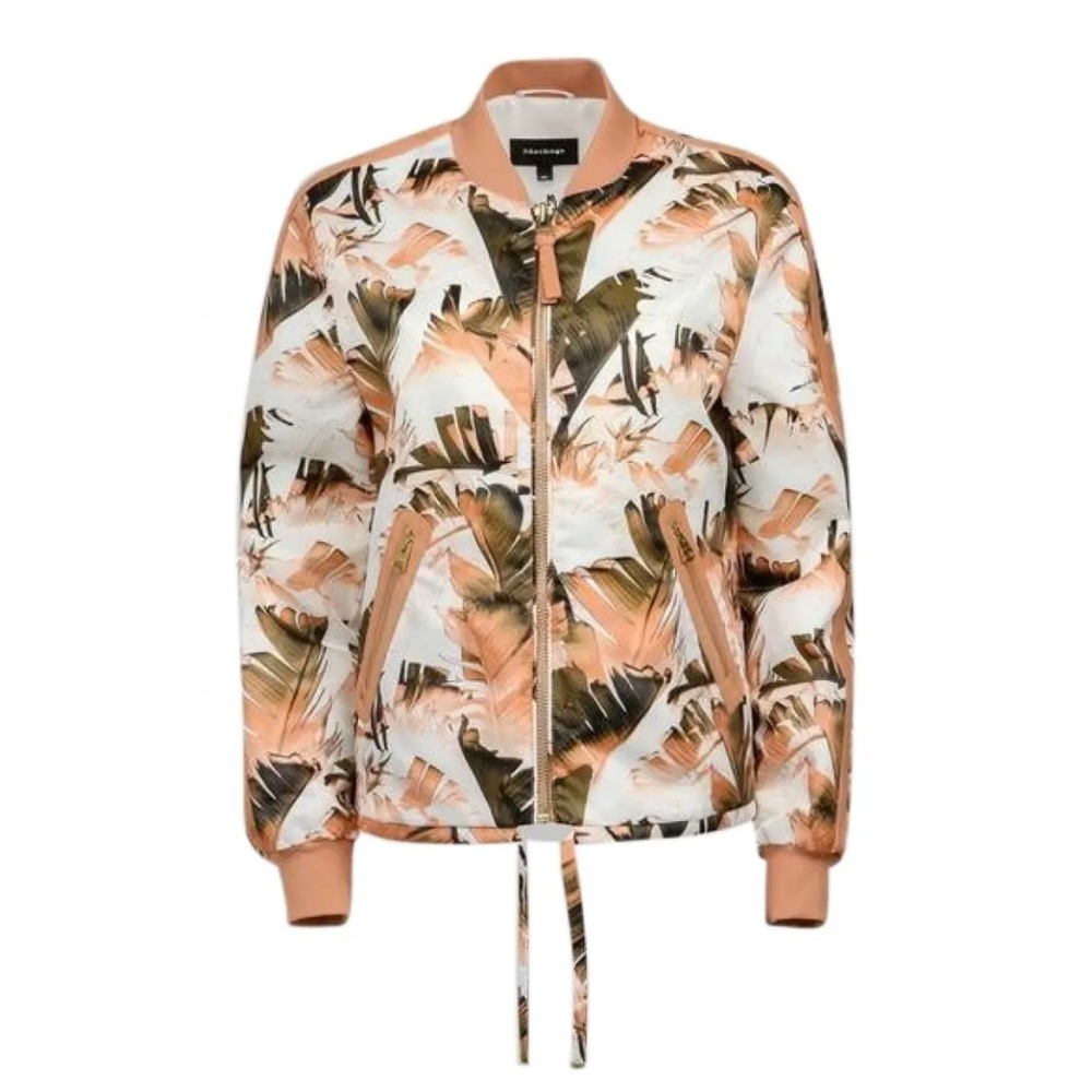 Mackage Treva Satin Palm Leaf Print Bomber Jacket - size Small